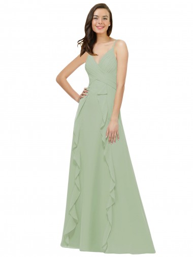 Wholesale Chiffon Bridesmaid Dress with Ruffles and Draping