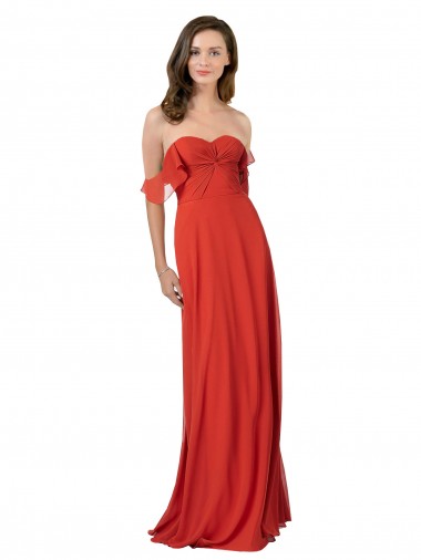 Wholesale Chiffon A-Line Bridesmaid Dress with Ruched Bodice