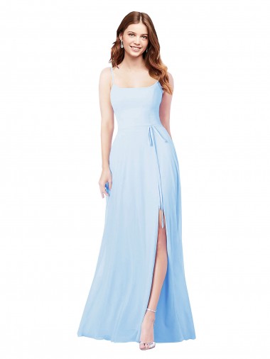 Wholesale Chiffon Bridesmaid Dress with Tie Sash and Side Slit