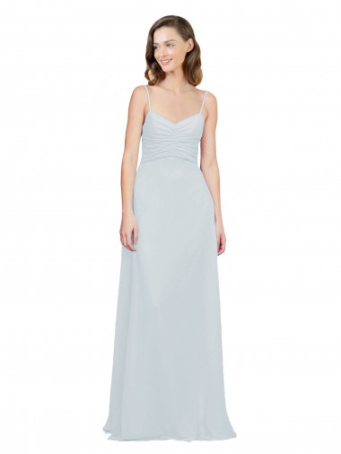 Wholesale Slim A-Line Chiffon Bridesmaid Dress with Spaghetti Strap Gathered Bodice