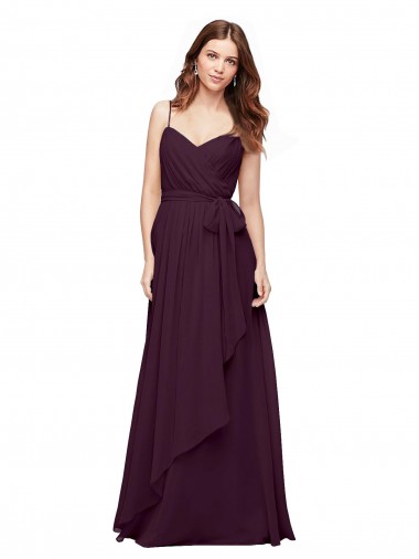 Wholesale Wrapped Sweetheart Neckline Long Chiffon Bridesmaid Dress 