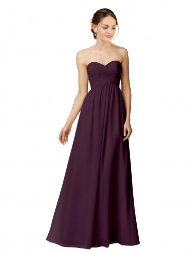 Wholesale Strapless Chiffon Bridesmaid Dress with Criss Cross Shirred Bodice
