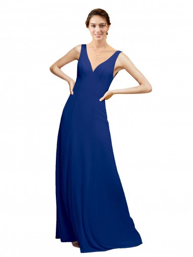 Wholesale V-Neck Sheath Chiffon Bridesmaid Dress with V-Back