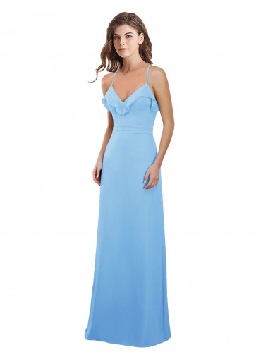 Wholesale Slim Chiffon Bridesmaid Dress with Ruffled Sweetheart Neckline