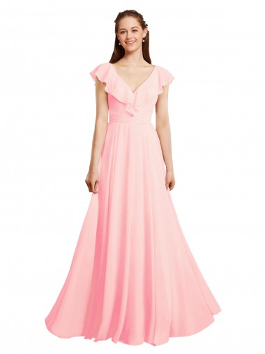 Wholesale Chiffon A-Line Dress with Full Circle Skirt and Gathered Waistband