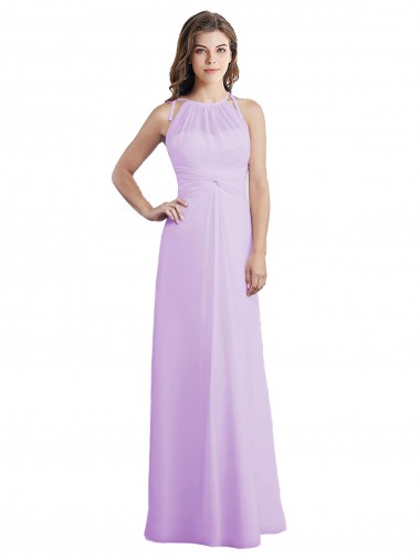 Wholesale Sweetheart Long Chiffon Bridesmaid Dress with Halter Straps