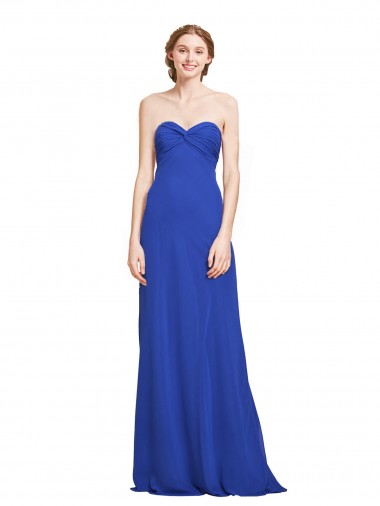 Wholesale Sweetheart Neckline Chiffon Ruched Bodice Tie Back Bridesmaid Dress