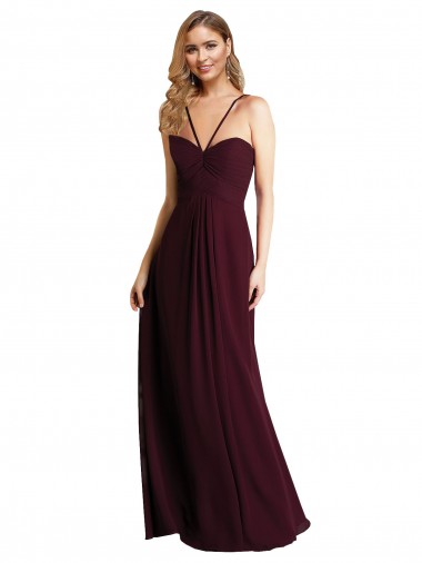 Wholesale Long Chiffon Bridesmaid Dress with Sweetheart Neckline