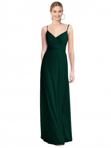Wholesale Wide V-Neck Long Spaghetti Strap Chiffon Bridesmaid Dress