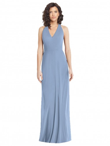 Wholesale V-Neck Halter Back Straps Chiffon Formal Bridesmaid Dress
