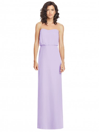 Wholesale Full Length Lux Chiffon Blouson Bodice Bridesmaid Dress