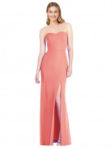 Wholesale Strapless Chiffon Trumpet Bridesmaid Dress with Front Slit