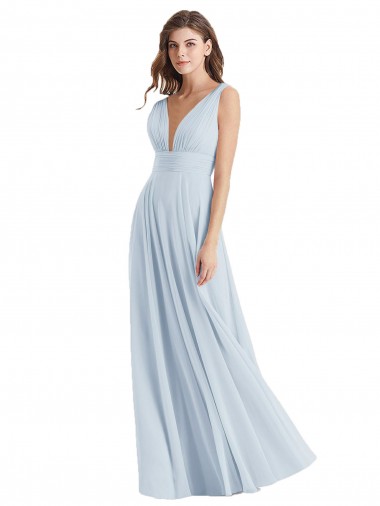 Wholesale Plunge Deep V-Neckline Low Back Chiffon Bridesmaid Ress