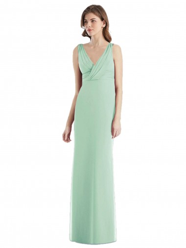 Wholesale Sleek Open Back Chiffon V-Neck Bridesmaid Dress