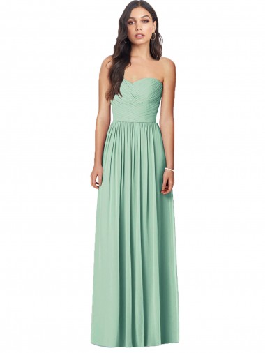 Wholesale Draped Sweetheart Strapless Long Chiffon Bridesmaid Dress