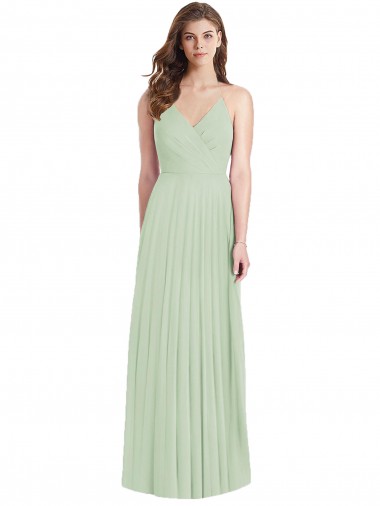 Wholesale Ruffled Strap Cutout Wrap Maxi Chiffon Bridesmaid Dress