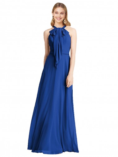 Wholesale Plunging V-Back Long Full Length Chiffon Bridesmaid Dress