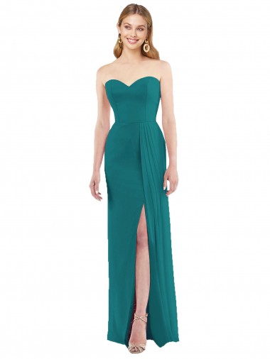 Wholesale Sweetheart Neckline Lux Chiffon Bridesmaid Dress with Side Slit