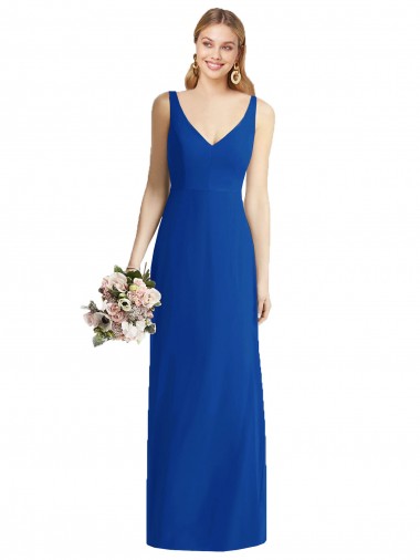 Wholesale Sleeveless V-Back Long Trumpet Chiffon Bridesmaid Dress