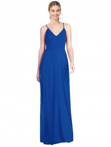 Wholesale Criss Cross Back A-Line Chiffon Maxi Bridesmaid Dress