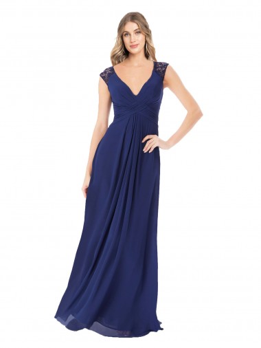 Wholesale Embroidered Keyhole Back Chiffon Bridesmaid Dress