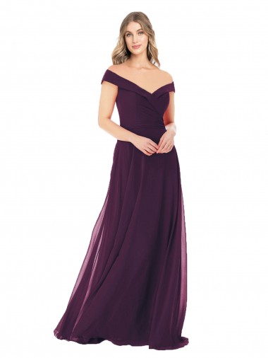 Wholesale Classic Off the Shoulder Draped Chiffon Bridesmaid Dress