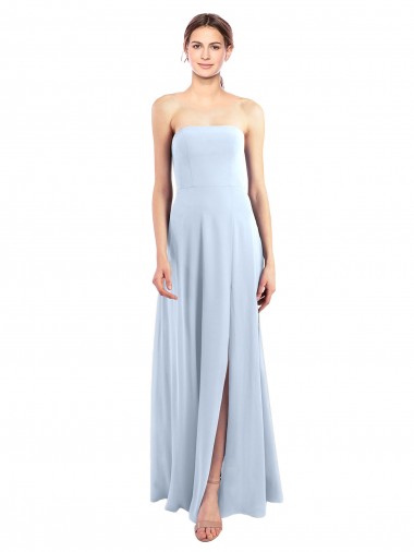 Wholesale Fitted Strapless Full Length Chiffon Bridesmaid Dress with Front Slit
