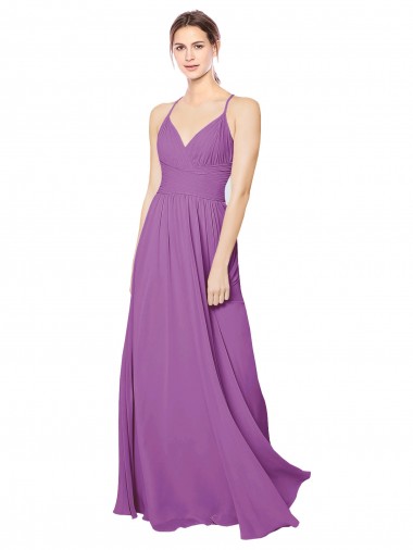 Wholesale Braided Straps Cross Back Sweetheart Chiffon Bridesmaid Dress