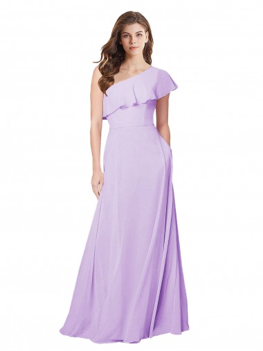 Wholesale Draped One Shoulder Long Chiffon Bridesmaid Dress 