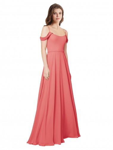 Wholesale Draped Off the Shoulder Straps Chiffon Bridesmaid Dress