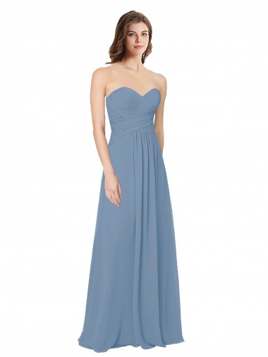 Wholesale Chiffon A-Line Wraparound Draping Long Bridesmaid Dress