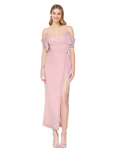 Wholesale Mermaid Cold Shoulder Short Knee Length Chiffon Bridesmaid Dress / Formal Prom Dress