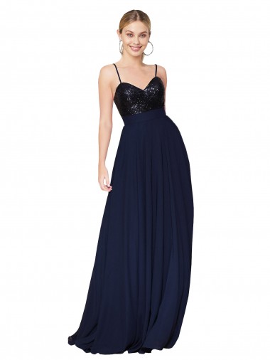 Wholesale Sweetheart High Neck Sequin Top Long Chiffon Bridesmaid Dress / Prom Dress