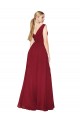 Draped Mermaid Long V-Neck Chiffon Bridesmaid Dress / Formal Prom Dress with High Slit