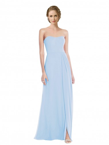 Wholesale Strapless Sweetheart Maxi Bridesmaid Dress with Pleated Front Slit