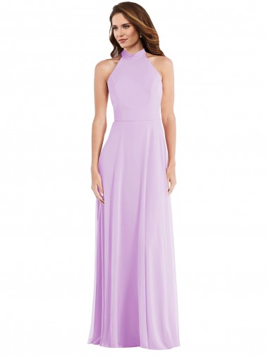 Wholesale High Neck Halter Backless Maxi Bridesmaid Dress