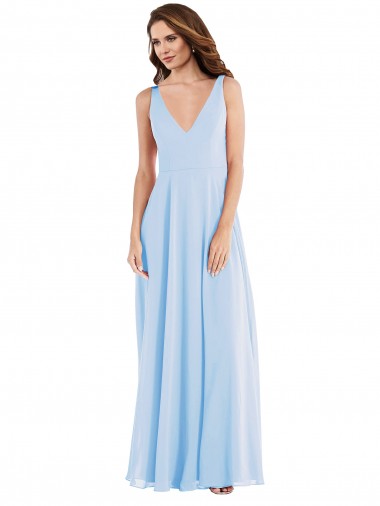 Wholesale Deep V-Neck Chiffon Maxi Bridesmaid Dress