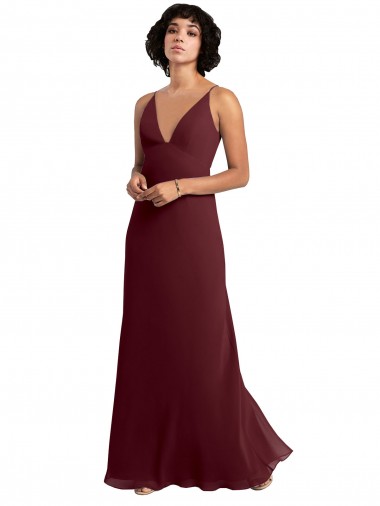 Wholesale Notched Neckline Empire Waist Chiffon Slip Bridesmaid Dress