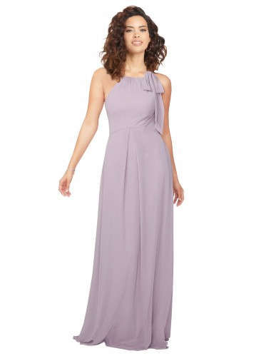 Wholesale Halter Neck Bridesmaid Dress with Bow