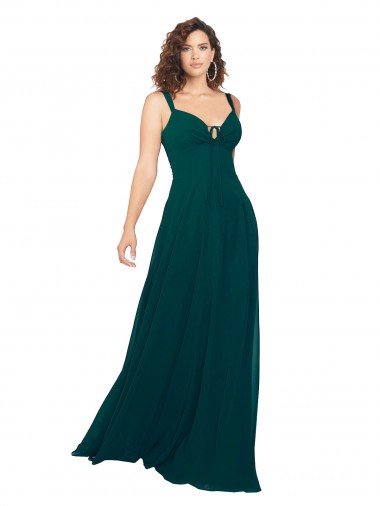 Wholesale Tied Bodice Sweetheart V-Neck Chiffon Bridesmaid Dress