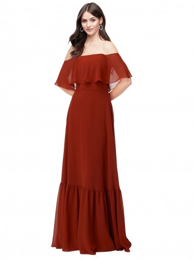 Wholesale Off the Shoulder Ruffle Chiffon Bridesmaid Dress