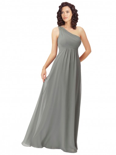 Wholesale Embroidered One Shoulder Chiffon Bridesmaid Dress
