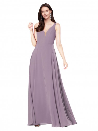 Wholesale Long Chiffon Formal Bridesmaid Dress with Open Back