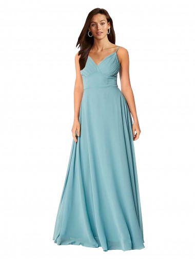 Wholesale Draped Empire V-Neck Chiffon Bridesmaid Dress