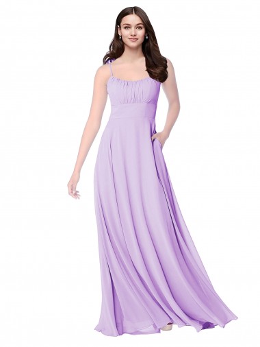 Wholesale Chiffon A-Line Chiffon Bridesmaids Dress with Ruched Bodice
