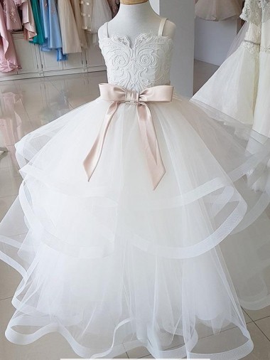 Wholesale Ivory Ball Gown High Neck Floor Length Flower Girl Dress