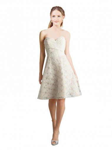 Wholesale Lace Bridesmaid Dress / Cocktail Dress with Draped Sweetheart Neckline
