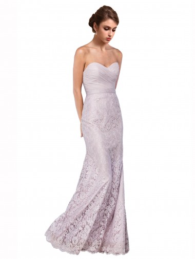 Wholesale Floor Length Fitted Sweetheart Lace Bridesmaid Dress / Prom Dress