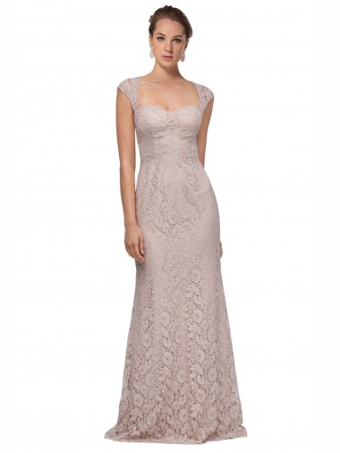 Wholesale Sweetheart Neckline Cap Sleeves Lace Bridesmaid Dress / Prom Dress with Twist