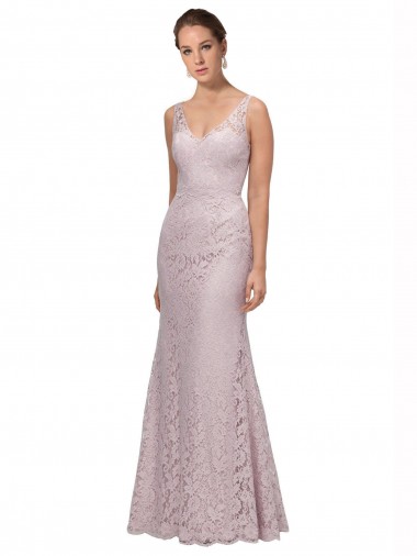 Wholesale Lace V-Neckline Long Full Length Bridesmaid Dress / Prom Dress